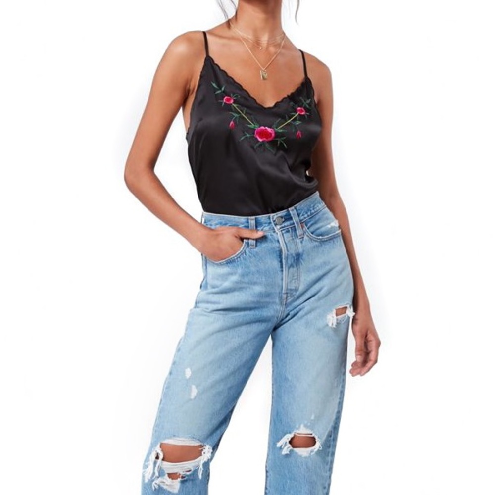 NWOT Cara Embroidered Silk Cami